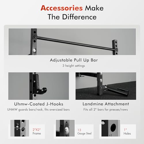 Mikolo 2" x 2" Folding Wall Mounted Squat Rack with Pull Up Bar, 1000 lbs Capacity W88407