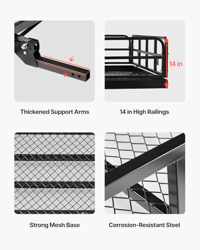 VEVOR 70" x 30" x 6" Hitch Cargo Carrier, 500 lbs Capacity, Folding for 2" Receiver I3546
