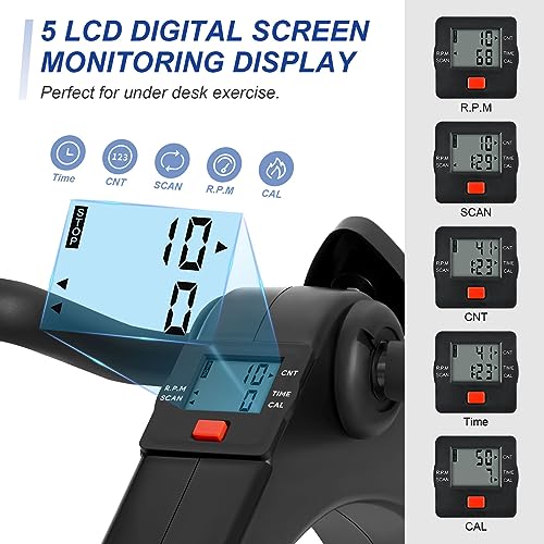 Uten Folding Pedal Exerciser, Under Desk Bike with LCD Monitor C98402