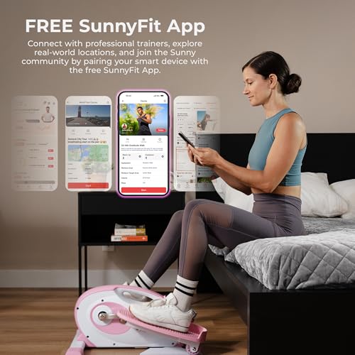 Sunny Health & Fitness Under Desk Elliptical Exerciser, Magnetic, Pink V916