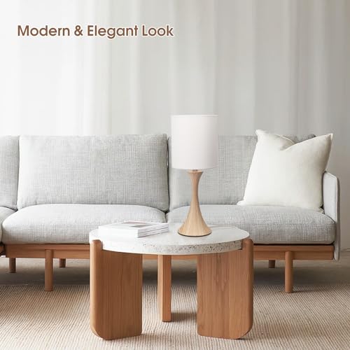 Dimmable Bedside Lamp with Touch Control, Beige Shade, LED Bulb Included S148