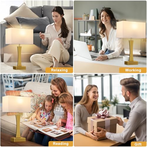 3 Way Dimmable Bedside Lamp Set of 2 with USB Ports C63781