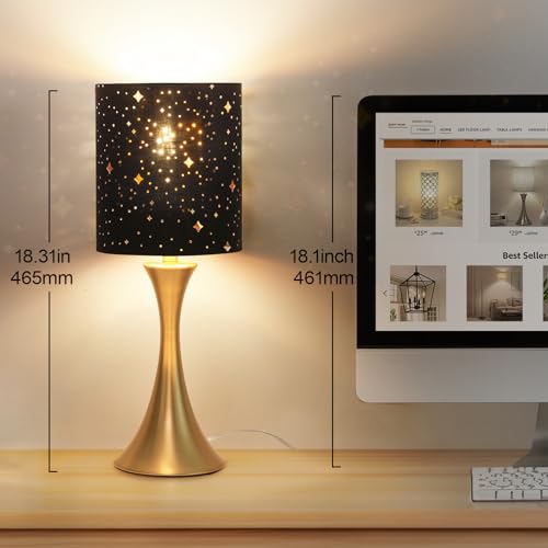 Dimmable Bedside Lamp with Touch Control, Beige Shade, LED Bulb Included S148
