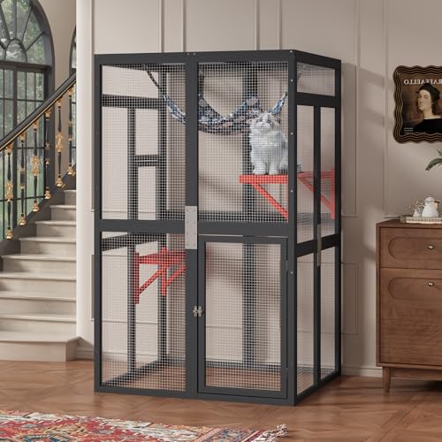 COZIWOW Catio Outdoor Cat Enclosure with Window Access, Wooden Kitty Cage, White T1021