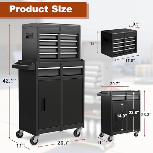 Rolling Tool Chest 5 Drawer Steel Garage Storage Cabinet with Lockable Wheels, Black D430