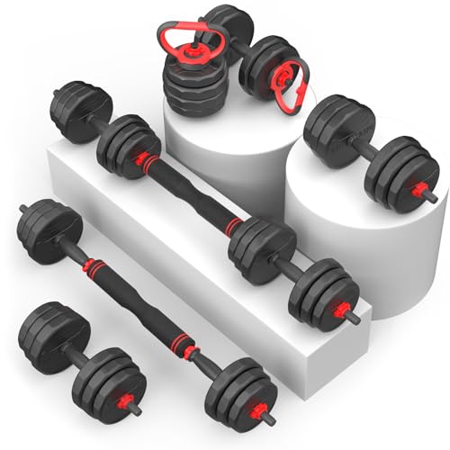 Adjustable Dumbbells 2-in-1 Set with Barbell & Kettlebell, 20-90lbs for Home Gym N35170