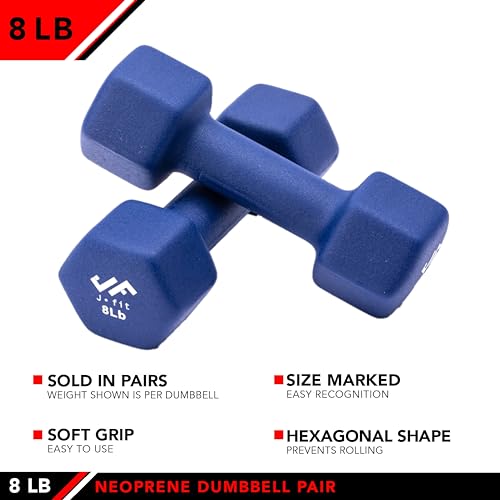 JFIT Neoprene Dumbbell Set of 2, 8 LBS X3811