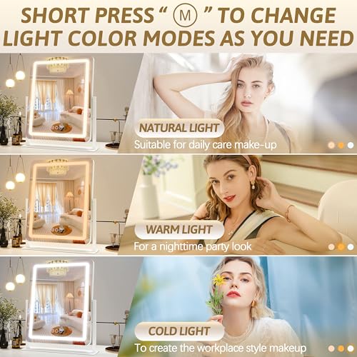 Vanity Mirror with Lights, 12.6"×15" LED Makeup Mirror, Touch Control Dimmable D52089