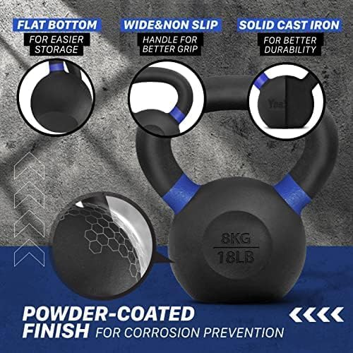 Yes4All Powder Coated Cast Iron Kettlebell Weight Set for Home Gym N15817