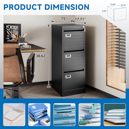 2 Drawer Vertical File Cabinet with Lock for Letter Size, Steel Office Storage Y50014