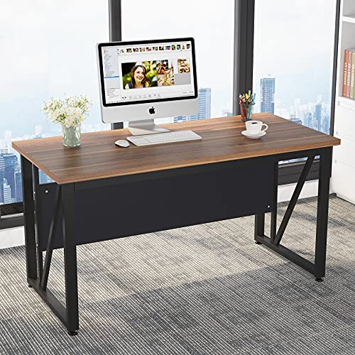 Tribesigns 63" Executive Desk with 47" Lateral File Cabinet, L-Shaped Computer Desk, Brown and Black N680173