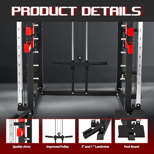 Smith Machine Home Gym with Cable Crossover Power Cage W9011