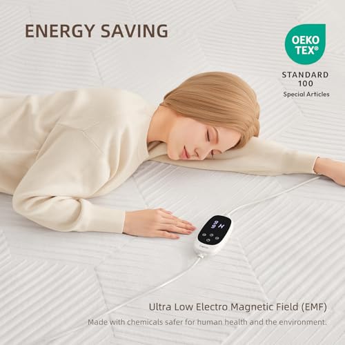 Twin XL Waterproof Heated Mattress Pad with Smart Digital Control, White Q66494
