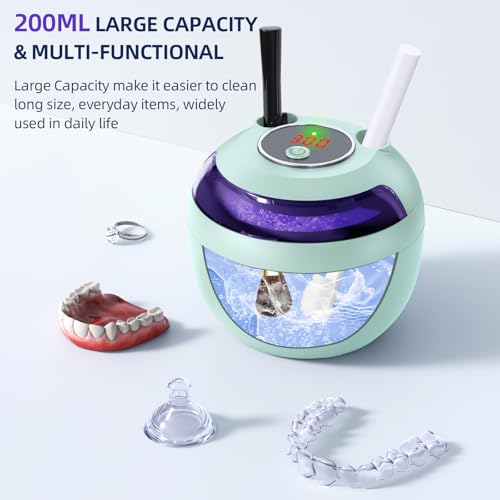 Ultrasonic Retainer Cleaner for Dentures, Mouth Guards, Braces, Jewelry, 200ML, 45kHz X607