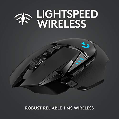 Logitech G502 Lightspeed Wireless Gaming Mouse with Hero 25K Sensor, Black B3236