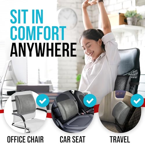 FORTEM Office Chair Cushion and Back Support, Memory Foam Lumbar Pillow, Non Slip, XL V440