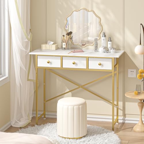 White Vanity Desk with Drawers for Kids Bedroom, 31.5 Inch J2831