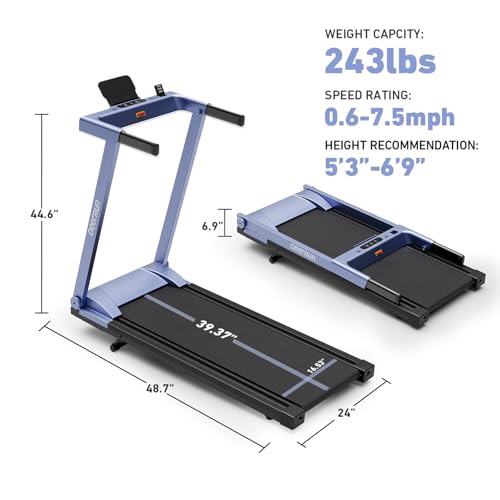 DeerRun Foldable Treadmill for Home with Incline and Handles K2464