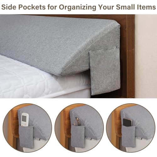 ENITYA Full Bed Wedge Pillow for Headboard Gap Filler, Grey 54"x10"x6" B97640