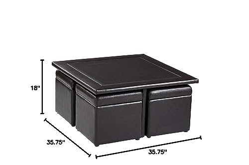 SEI Furniture Nylo Nesting Coffee Table and Storage Ottomans Set, Dark Chocolate M51093