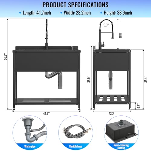 Stainless Steel Utility Sink with Faucet and Drain Kit I168