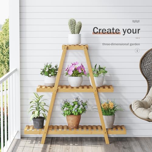 Bamboo 3 Tier Plant Stand Indoor Outdoor G488