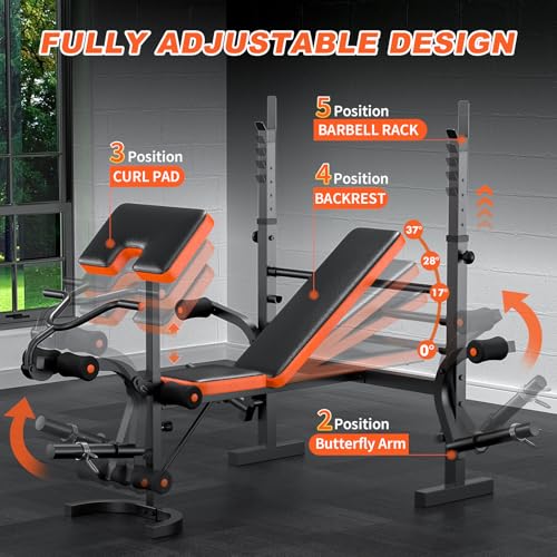 Fostoy Adjustable Weight Bench with Leg Extension and Preacher Curl V924693