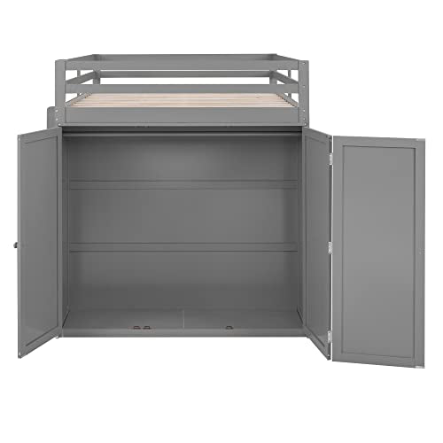 Harper & Bright Designs Full Loft Bed with Desk, Wardrobe, Solid Wood N868457