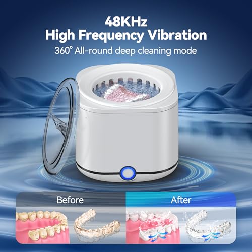 Ultrasonic Retainer Cleaner 48kHz for Dentures, Braces, Night Guard, Jewelry A47712
