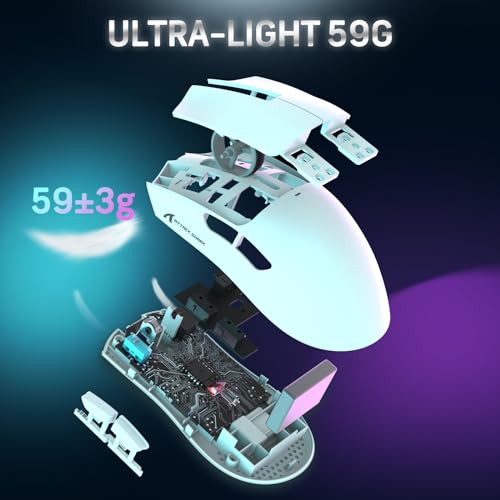 Attack Shark X11 59g Superlight Wireless Gaming Mouse with RGB Charging Dock, Black W869