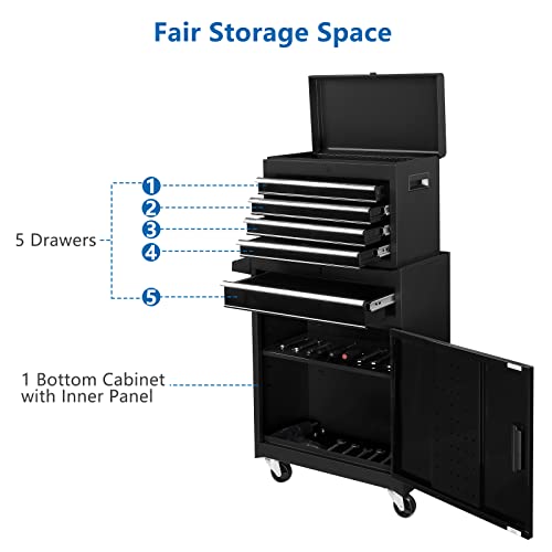 TUFFIOM 5-Drawer Rolling Tool Chest with Lockable Wheels X4579