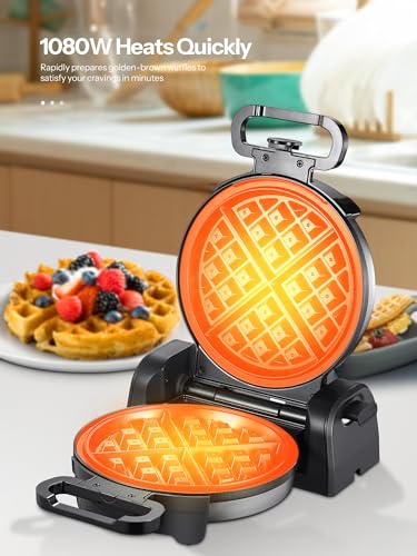 Double Belgian Waffle Maker, 180° Flip, Nonstick, Stainless Steel G6778