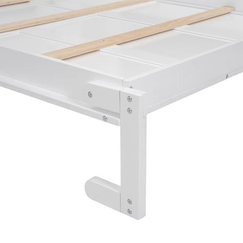 Queen Size Murphy Bed with Shelves and LED Lights, Foldable Wood Wall Bed Frame S155886