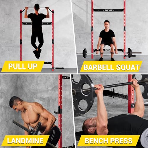 Folding Squat Rack for Home Gym with Pull Up Bar, 1000 LBS Capacity A1297