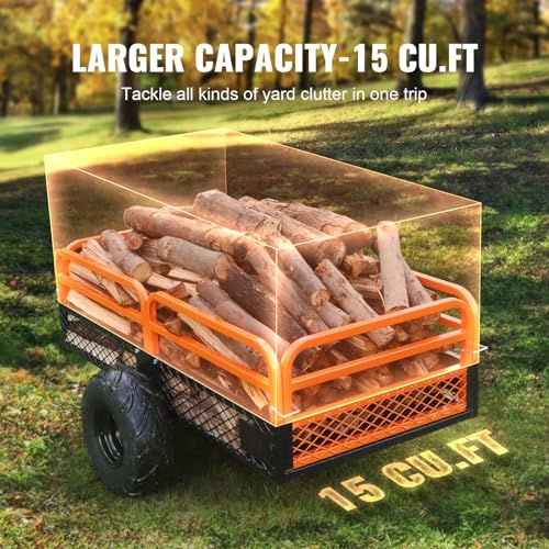 HMKJHL Heavy Duty Steel ATV Dump Trailer, 1500 lb Capacity, Tow Behind Cart X6359
