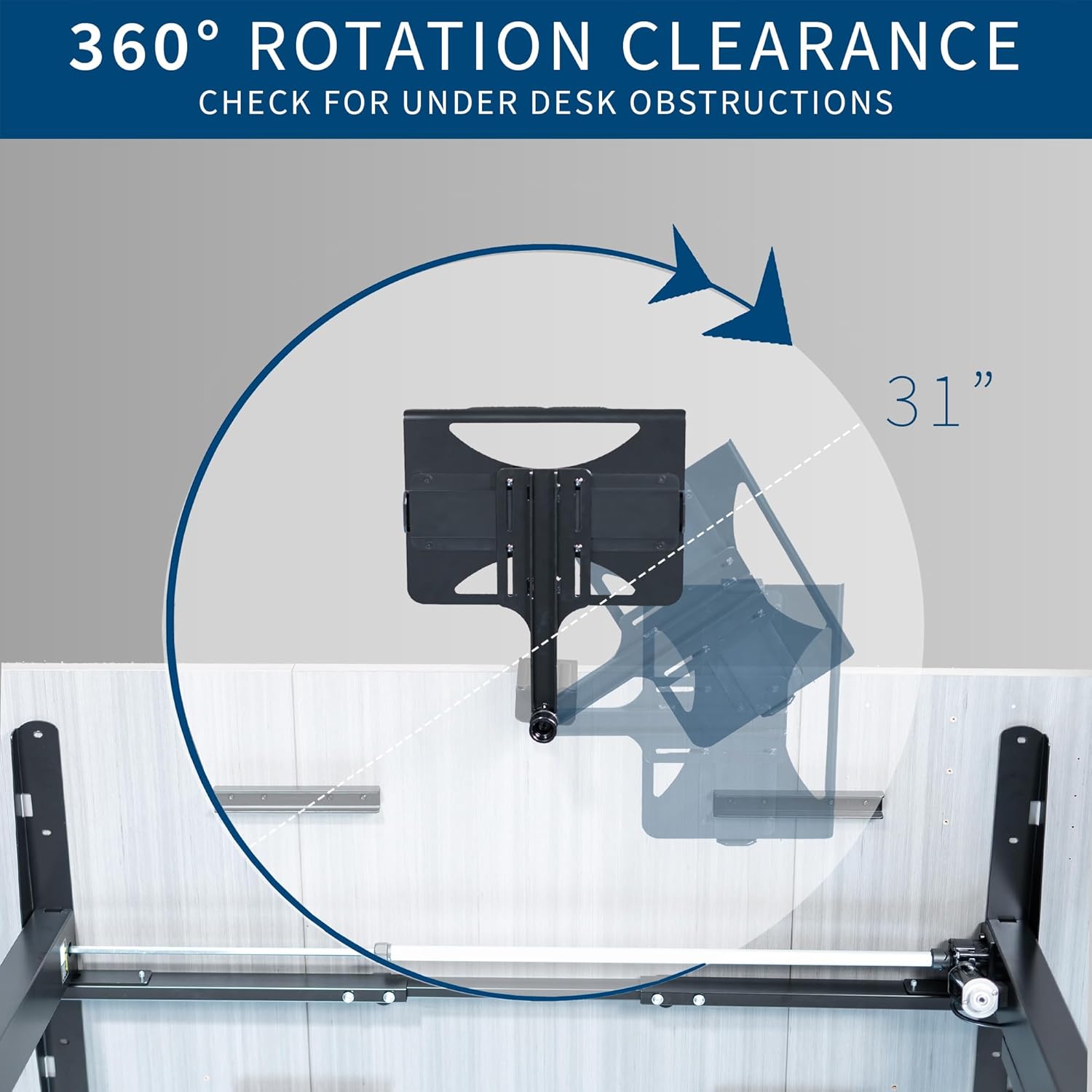 VIVO Clamp-on Rotating Laptop Tray, Extra Sturdy, Black, MOUNT-LAP1CB L3298