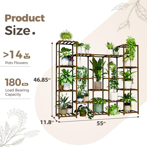 Bamworld Plant Stand Indoor Outdoor Wood Plant Rack 3 Tier Ladder D51744