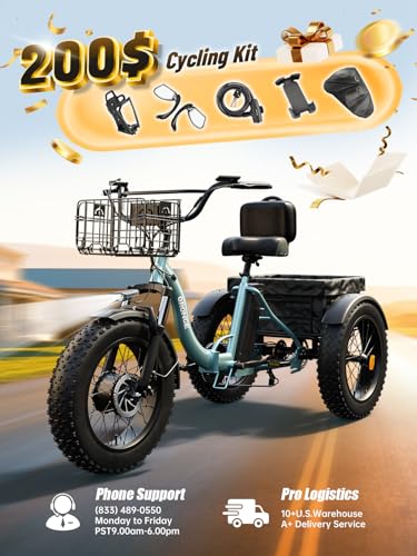 Electric Tricycle for Adults 960W Peak, 36V 15AH Battery, 50 Miles Range, 20" Fat Tire J900456