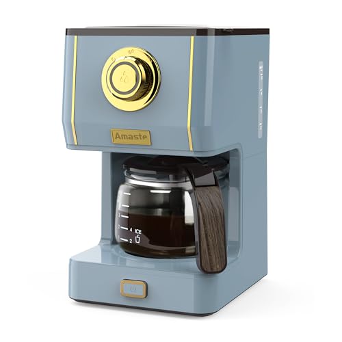 Amaste Drip Coffee Maker, 25 Oz Glass Pot, Retro Style with Reusable Filter Y974