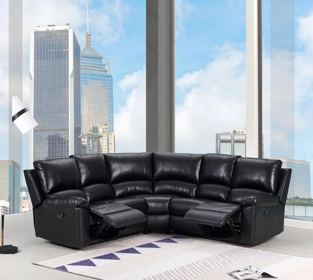 Global United 9241 Black Leather Power Reclining Sectional A8417