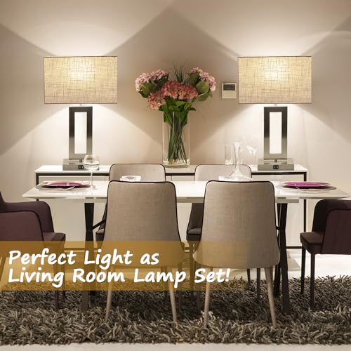 22" Touch Control Table Lamps with USB Ports, Dimmable, Gold & White V1178