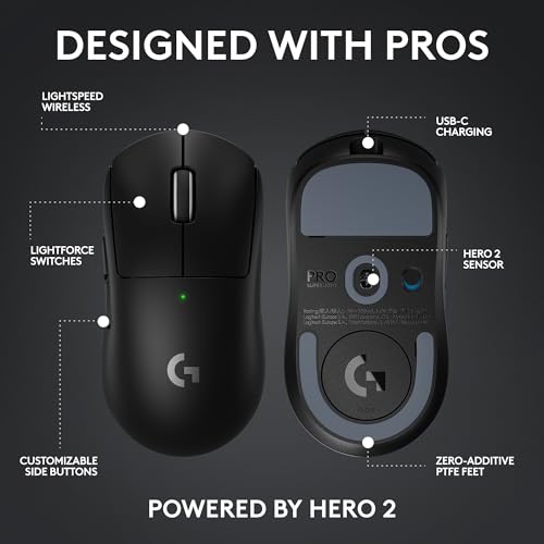 Logitech G PRO X Superlight 2 DEX Wireless Gaming Mouse, 60g, White D21215