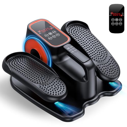 Under Desk Elliptical, Ellipse Leg Exerciser While Sitting for Seniors, Quiet Portable Electric Seated Pedal Exerciser with Remote Control and 12 Adjustable Speeds for Home Office