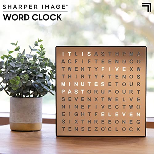 Sharper Image LED Light-Up Word Clock, Modern Electronic Desk & Wall Clock H8234