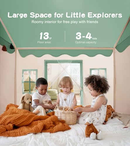 Little Dove Toys Kids Playhouse Tent with Mat, Star Light, Green K81396