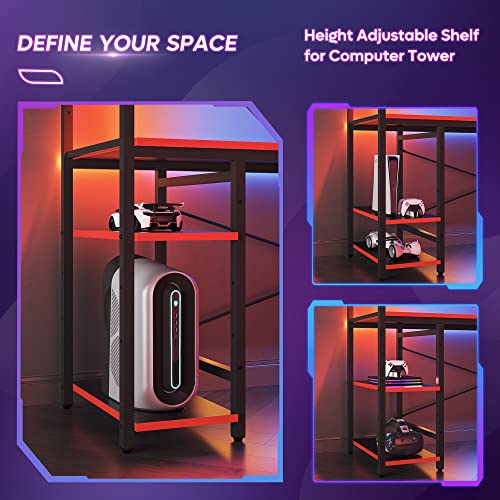 Bestier Gaming Desk with LED Lights, 51.3 Inch Computer Desk Q970