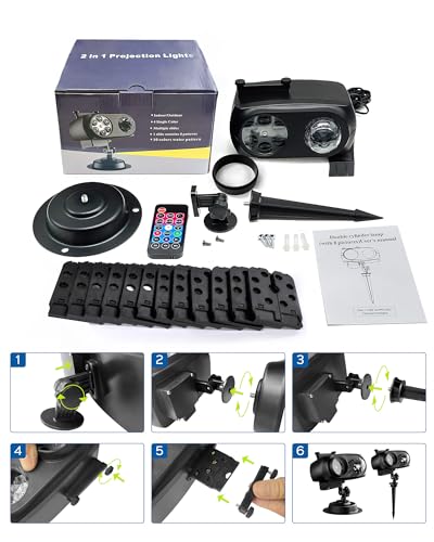JACKYLED Halloween Christmas Projector Light, Outdoor 2-in-1 with Remote, IP65 Waterproof E20896