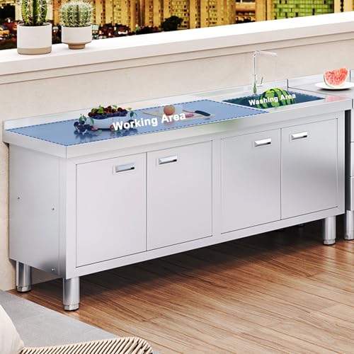 ZZV Freestanding Stainless Steel Utility Sink with Cabinet I631996