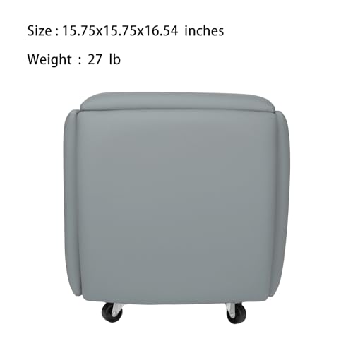 Nesting Ottoman Cube Chair with Wheels, Stackable Leather Foot Stool V48796