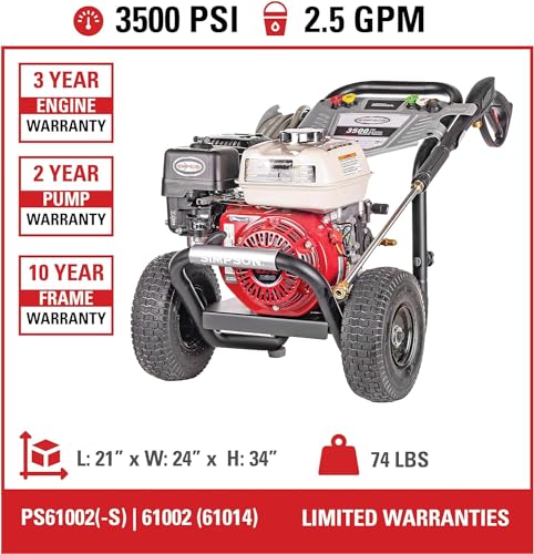 Simpson 61014 3500 PSI Gas Pressure Washer with Honda GX200 R714668